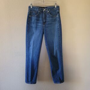 Veronica Beard Ryleigh Slim Straight High Rise Jeans Size 28 Blue Button Fly